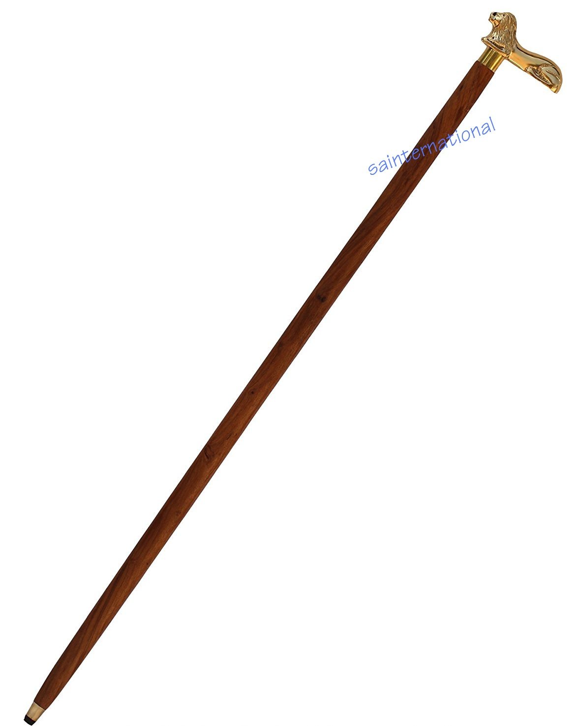 Lion Handle Wooden Walking Stick Walking Cane Wood Cane With Golden Lion Brass Handle Unique Decorative Gentleman Walking Sticks Canes Unisex Gift For Gentlemen Son Father Grandpa Grandma Unique Item.