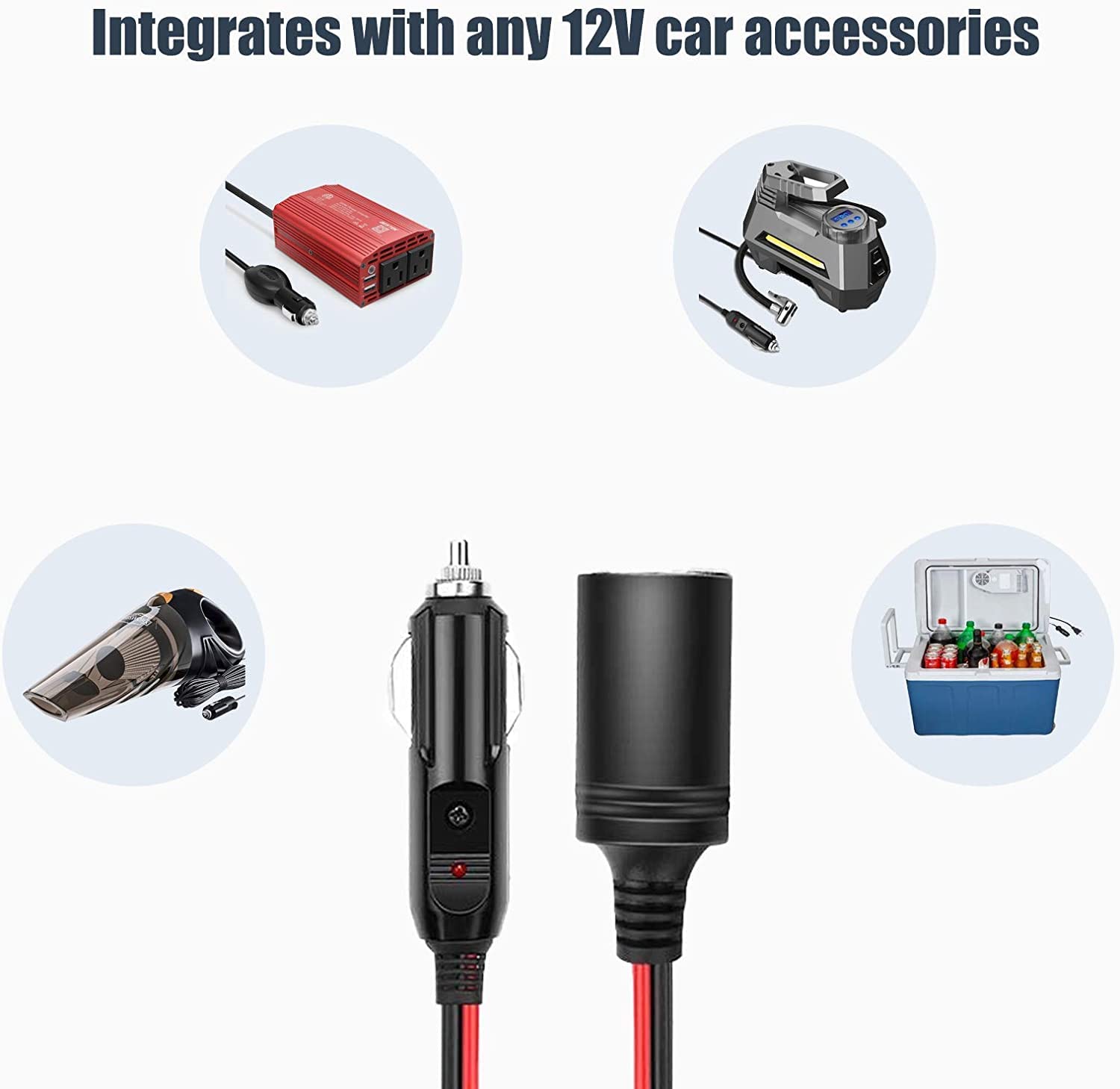 RUNCCI-YUN Zapalniczka samochodowa, gniazdo zapalniczki samochodowej 12 V/24 V DC, uniwersalny adapter do zapalniczki, z bezpiecznikiem 10A/15A, wodoodporny, do statków, samochodów, motocykli (kabel