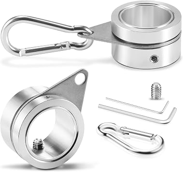 BONWIN 1" Flag Pole Rings, 2 Pcs Anti Wrap Flag Pole Clips Swivels, 360 Rotating Flagpole Flag Mounting Rings, Aluminum Alloy Spinning Flag Pole Kit Parts for 0.75-1.02" Diameter 1 Inch, Silver