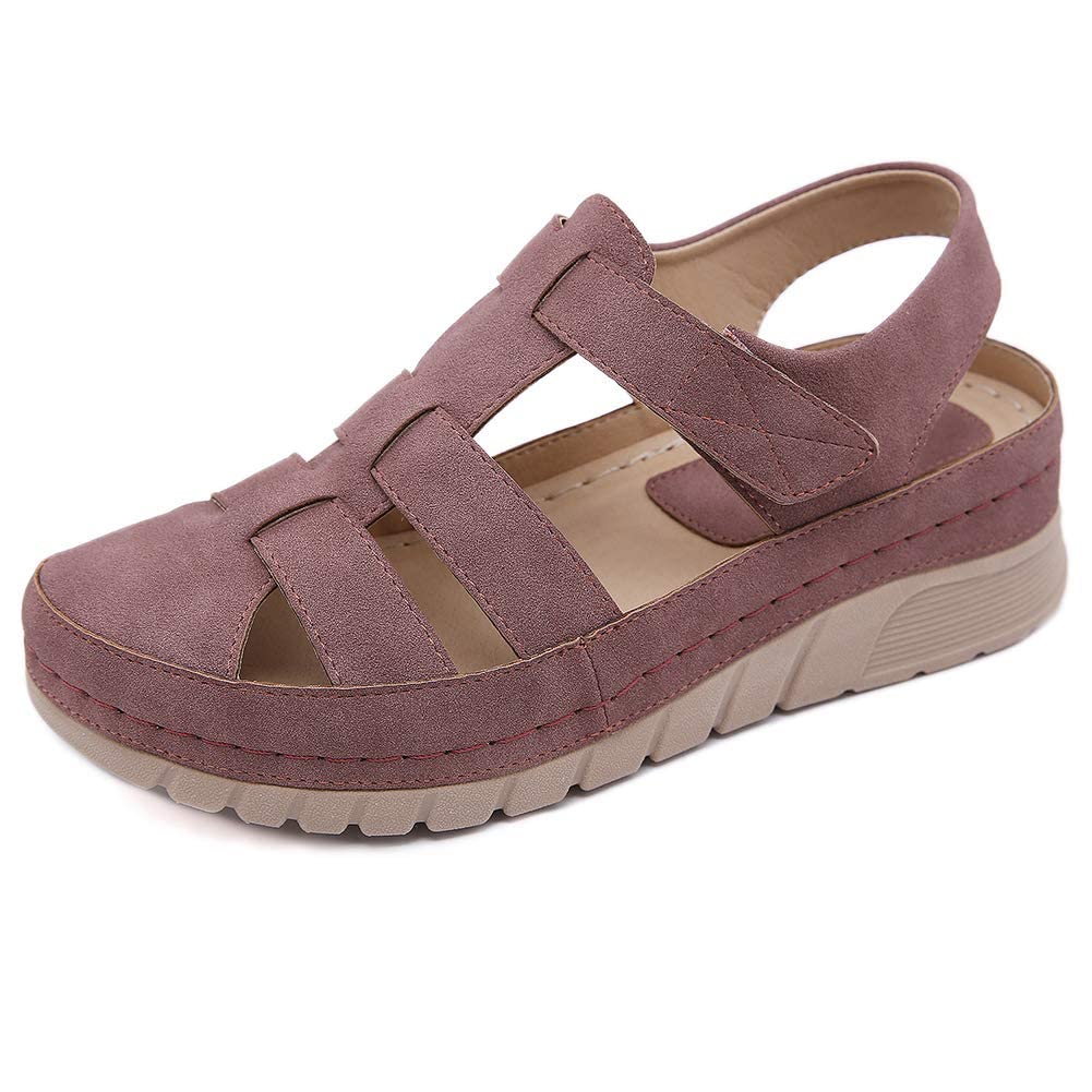 Sponsored Ad - MEILIYA Women's Comfort Retro Closed Toe Platform Wedge Sandals, Bohemia Gladiator Outdoor Cutout Hook and ...