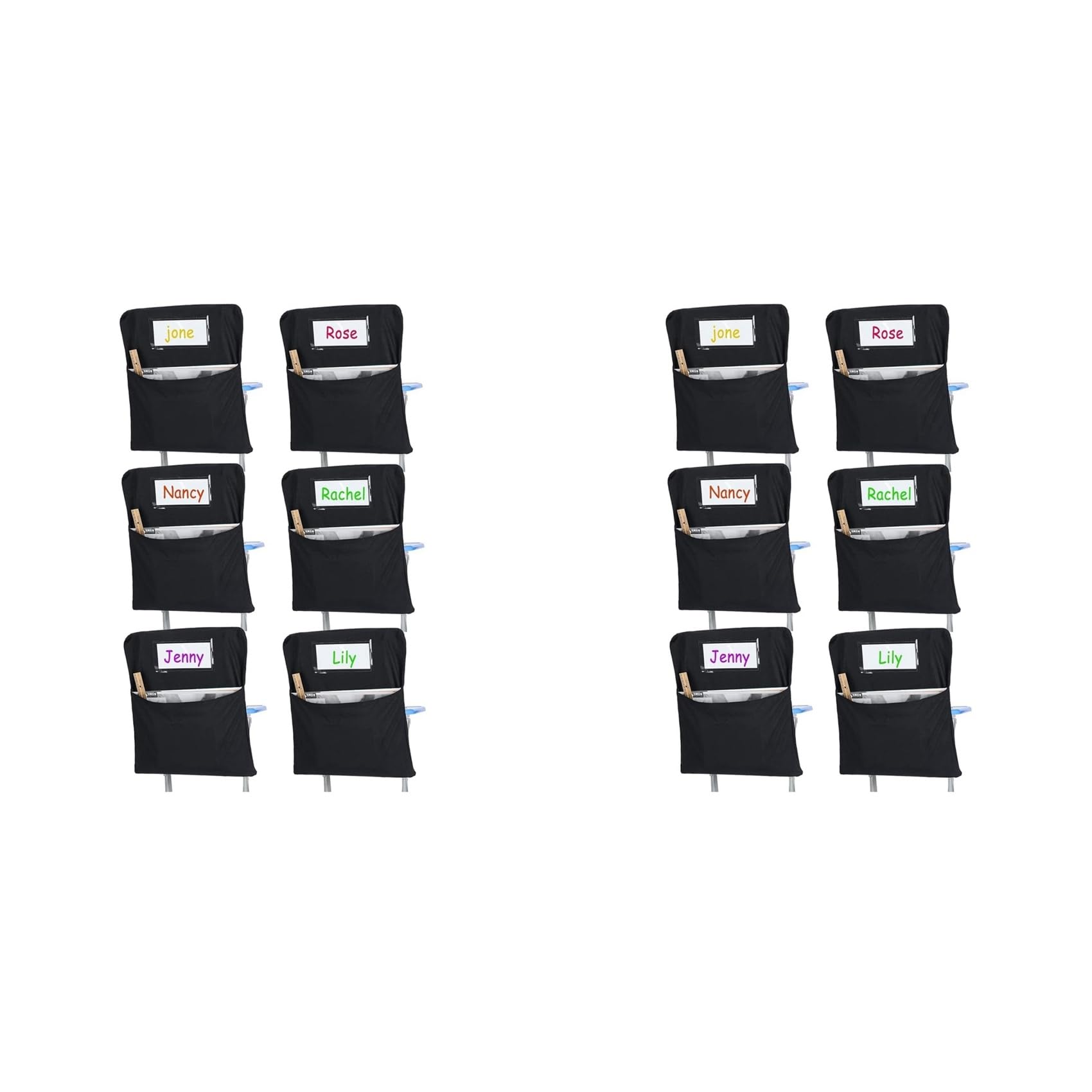 Vjsujehgy 12Pcs Chair Storage Pocket Chair Bag Chair Pockets for Classrooms Student Chair Pockets Chair Organizer with Name Tag