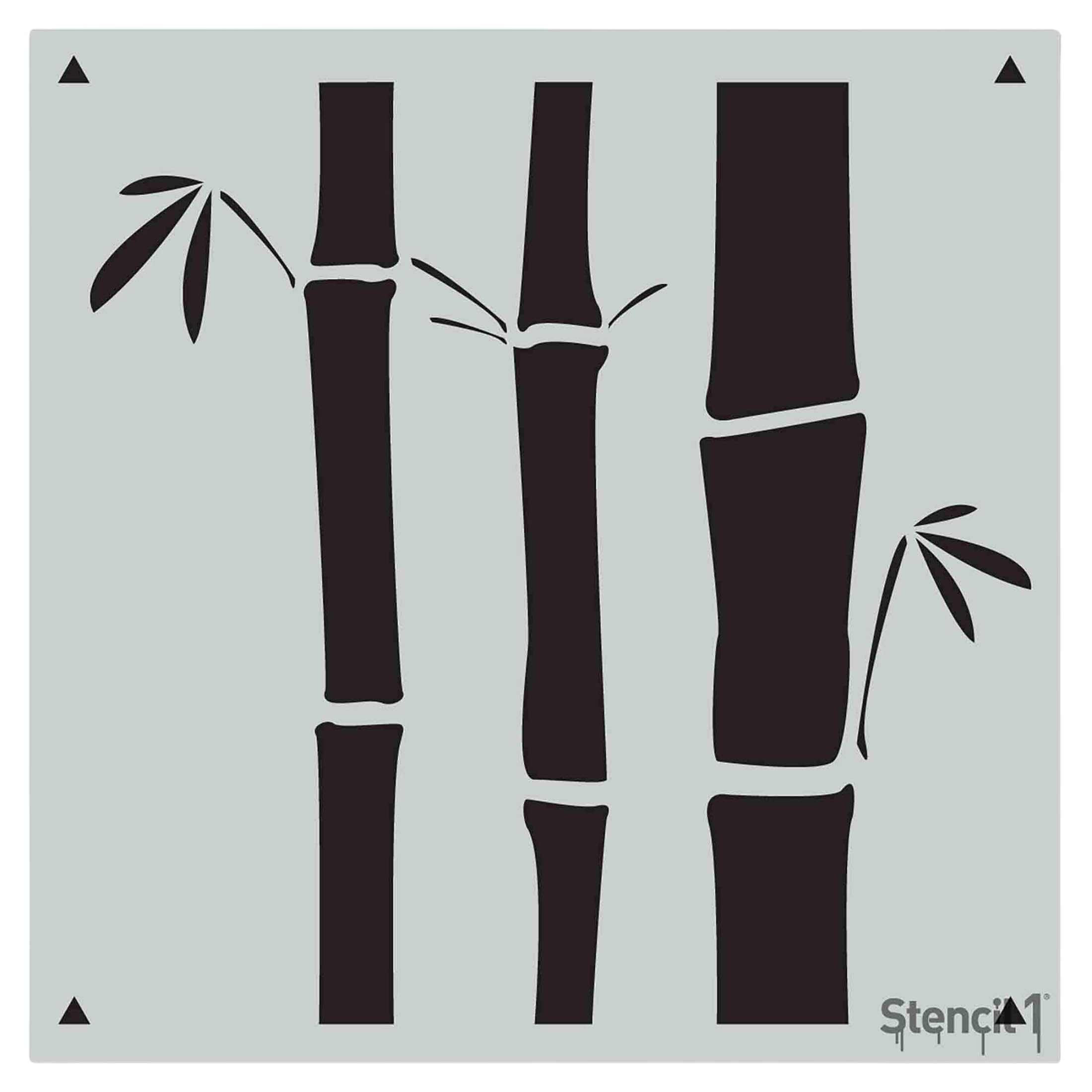 Stencil1 Bamboo Repeat Wallpaper Pattern Stencil - Stencils for Painting Walls, Fabric, Furniture, Crafts, Decor - Allover Wallpaper Effects - 11" x 11”