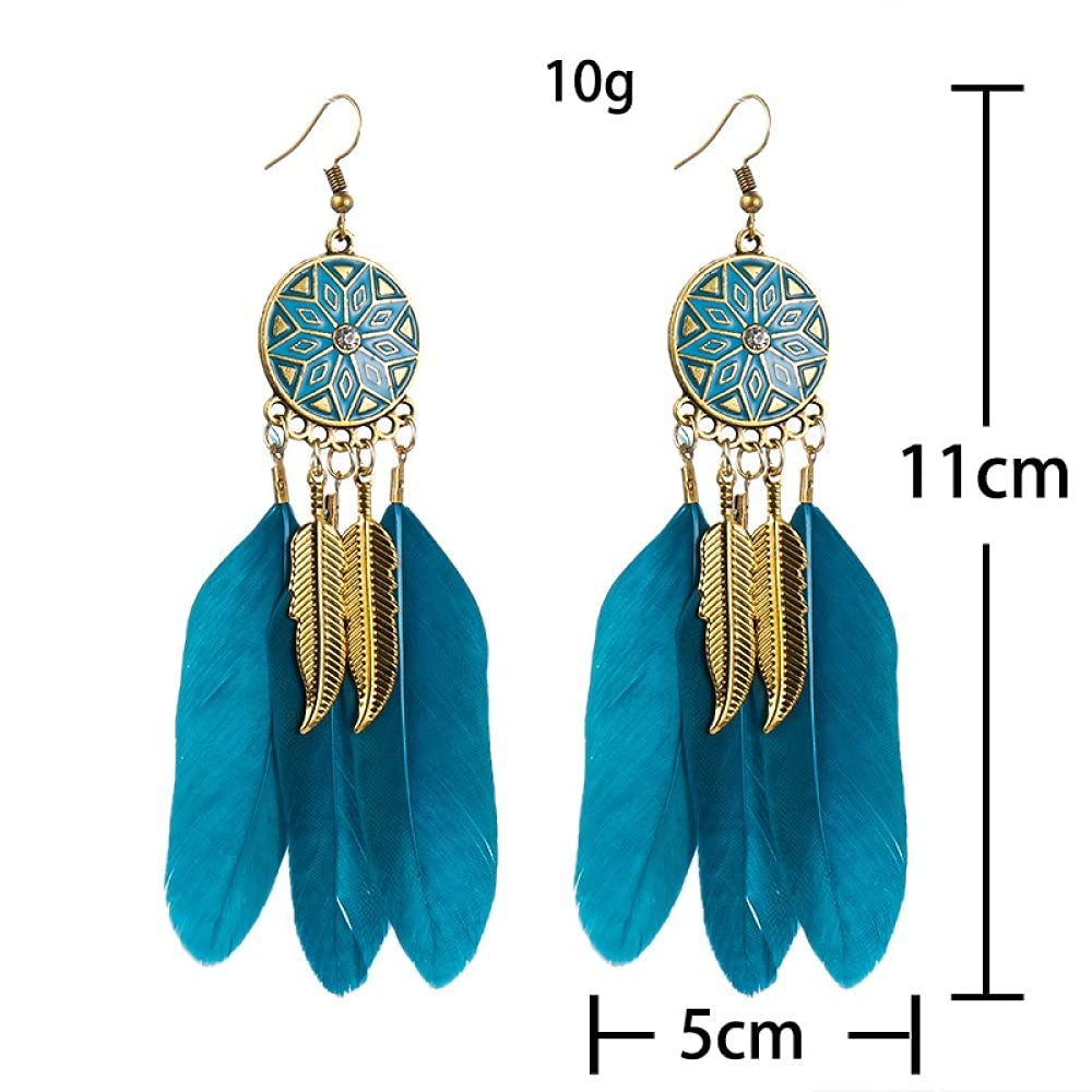 Orecchini Lunghi A Foglia Boho Oro - Clip On No Piercing A Catena - Gioielli Moda Per Donna