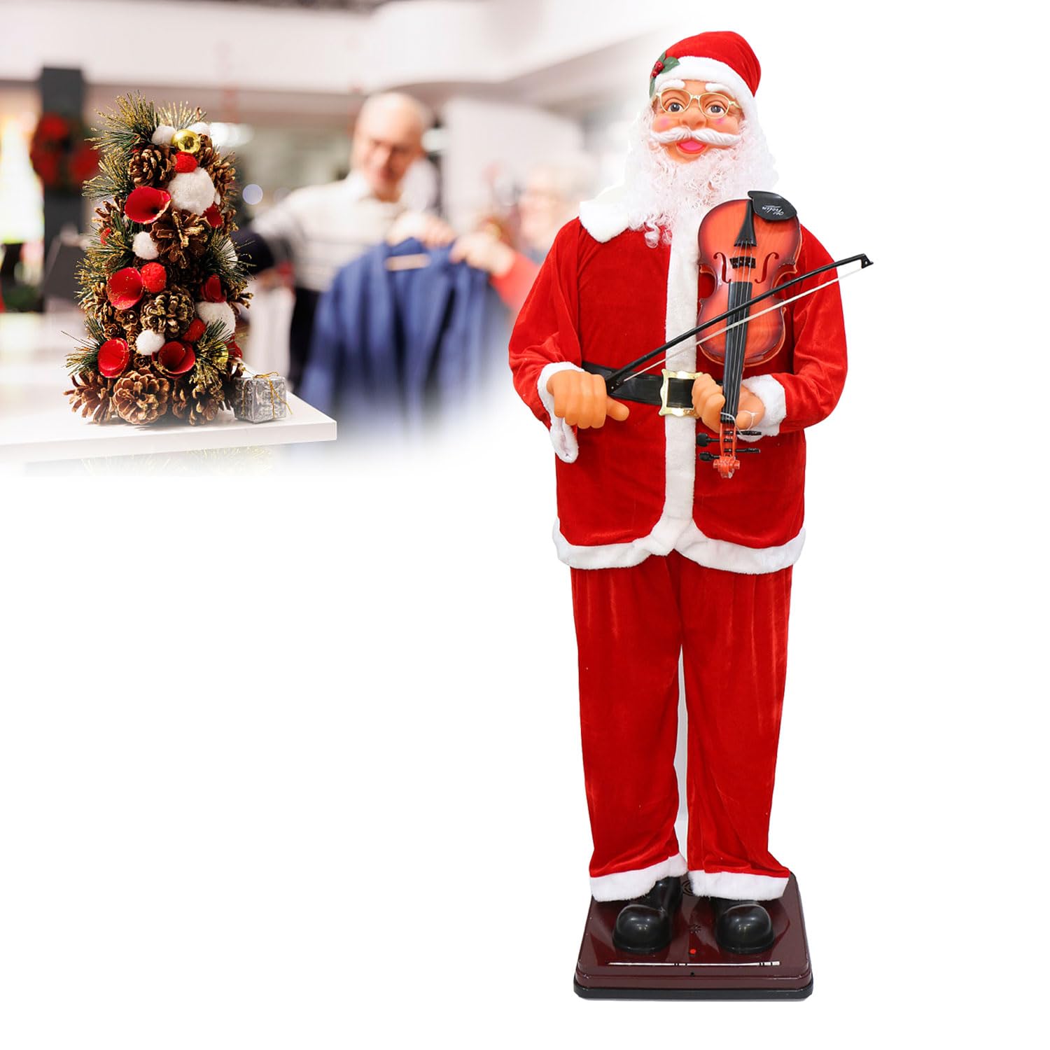 Babbo Natale Che Canta e Balla da 180 cm con Sassofono, Statua di Babbo Natale elettrica in Movimento a grandezza Naturale, Decorazione Natalizia per Giardino Interno/Esterno,A