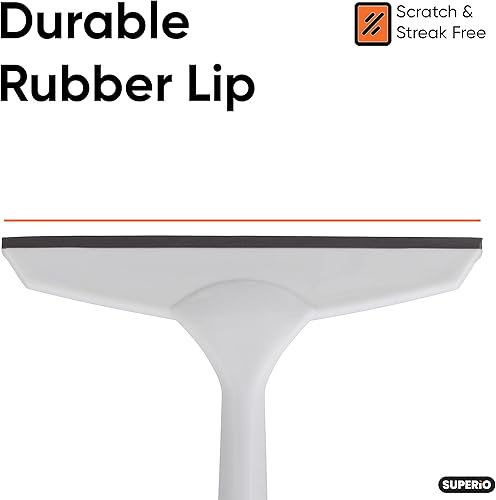 Miniatura 3 de Superio Escobilla de goma, paquete de 2, escobilla multiusos sin rayas, mango de agarre cómodo y gancho para colgar (gris, 6 pulgadas, 2 unidades)