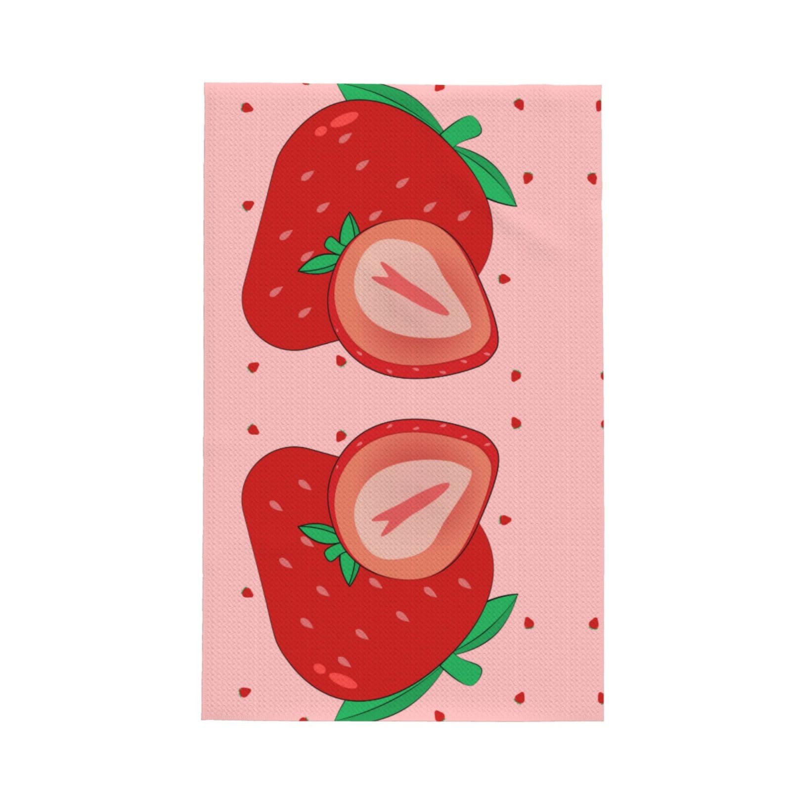 SXZVVBN cartoon strawberry Super Absorbent Microfibre Waffle Towels Fast Drying Dish Cloths Home Cafe Barista