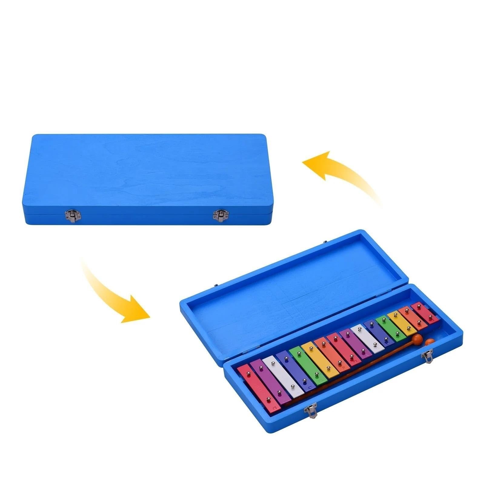 Professionnel Xylophone Xylophone Glockenspiel À 15 Touches Instrument De Percussion Musicale Coloré Avec Étui Maillets