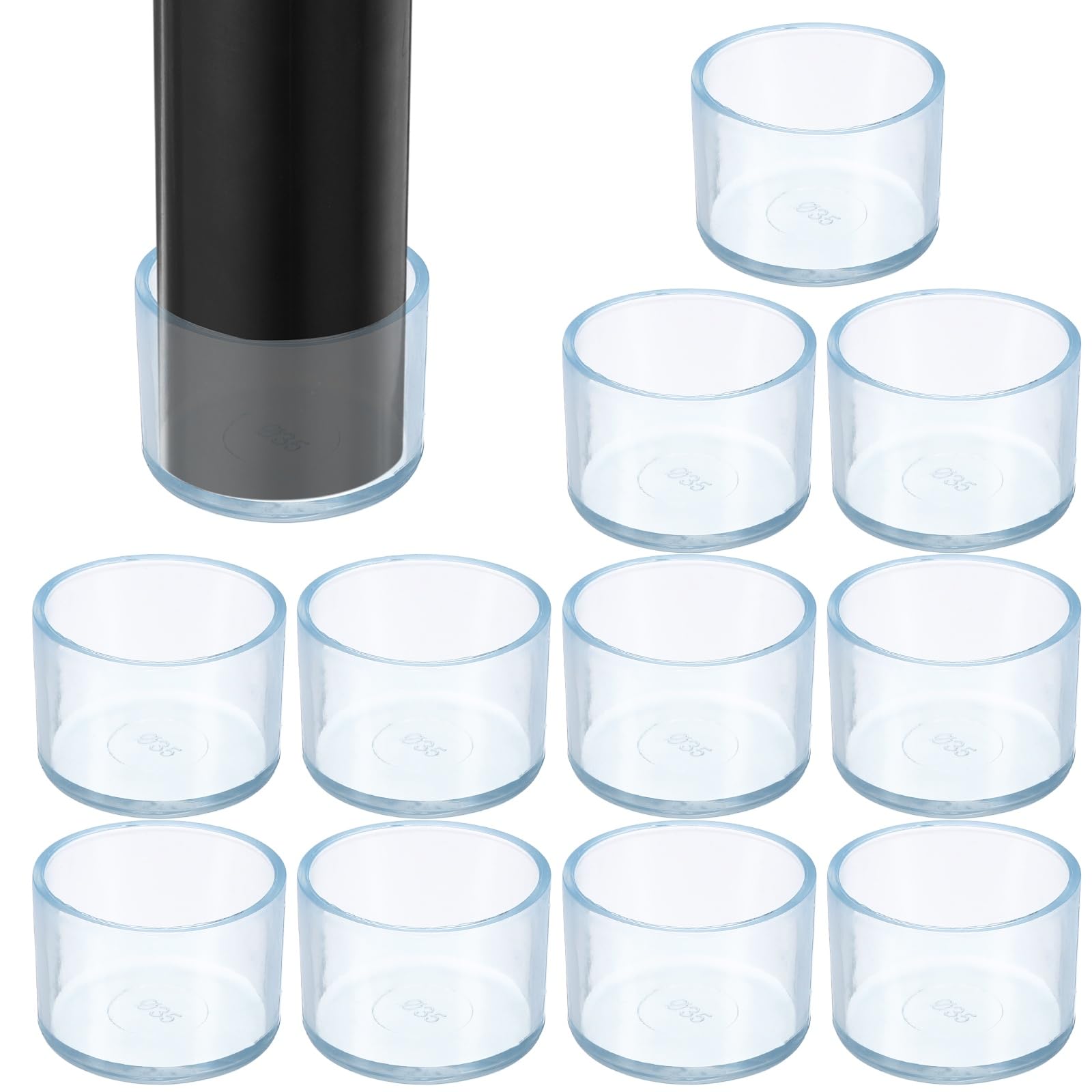 sourcing map 12Pcs Chair Leg Floor Protectors, 1.38 Inch ID Clear Chair Leg Caps, Round Transparent Furniture Foot Covers Non-Slip Anti-Scratch for Floor, Hardwood, Tile Protection — image 1