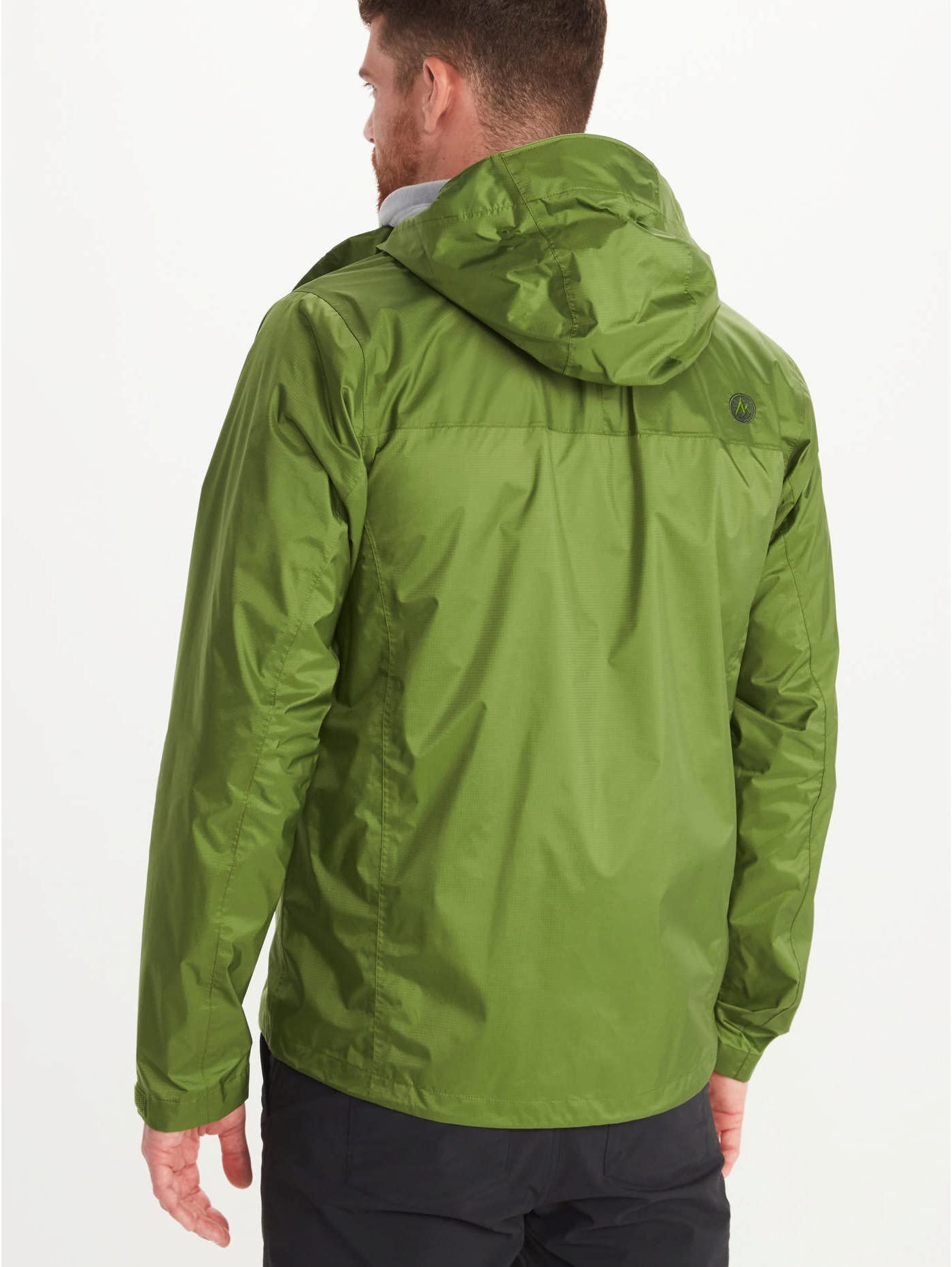 Marmot Meżczyzni PreCip Eco Jacket S22, Wodoodporna kurtka przeciwdeszczowa, oddychający płaszcz przeciwdeszczowy z kapturem, lekka wiatrówka hardshell na wędrówki, Foliage, L