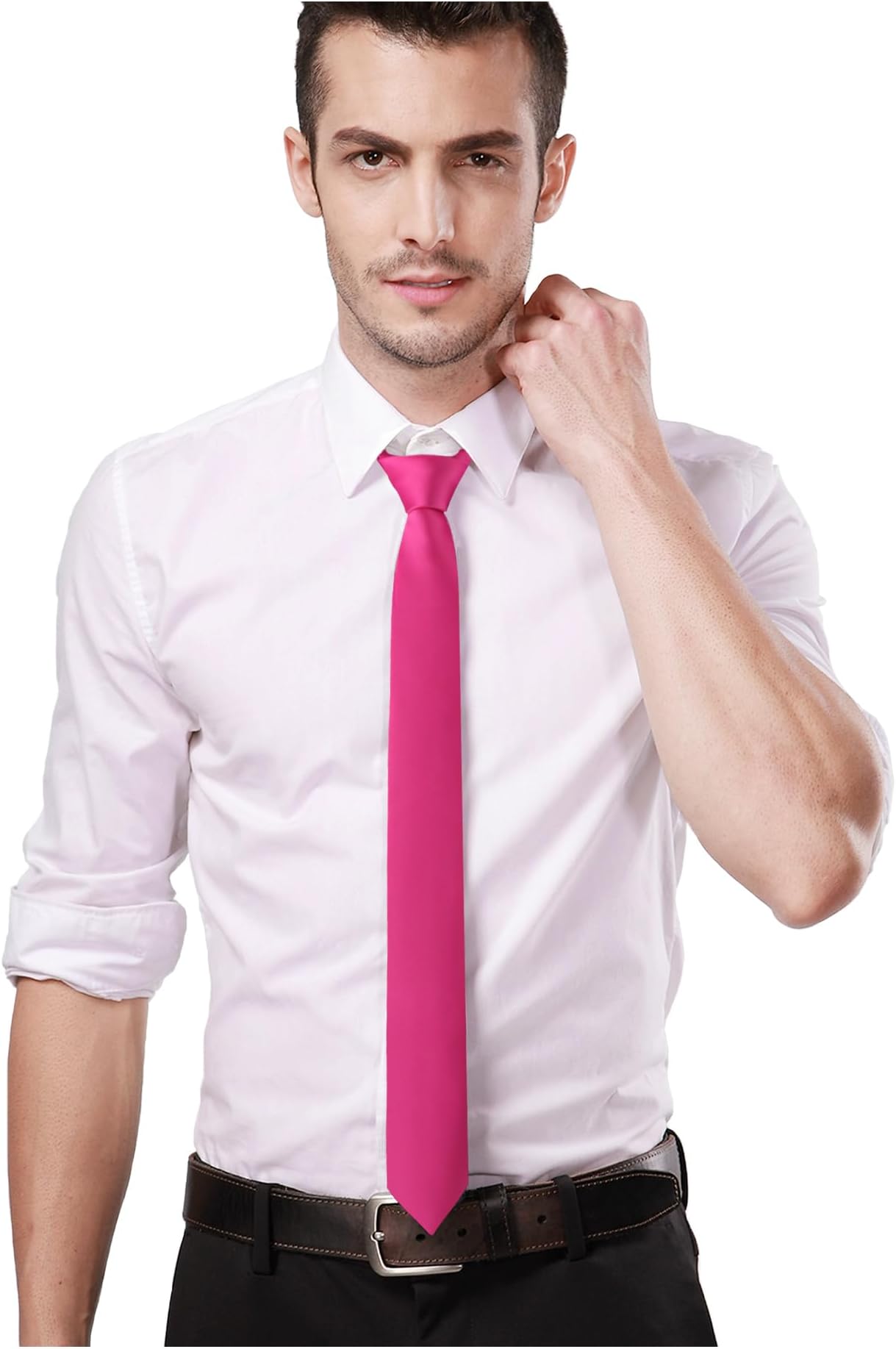 Landisun Black Tie Men Women Solid Skinny Ties Slim Ties Satin Tie