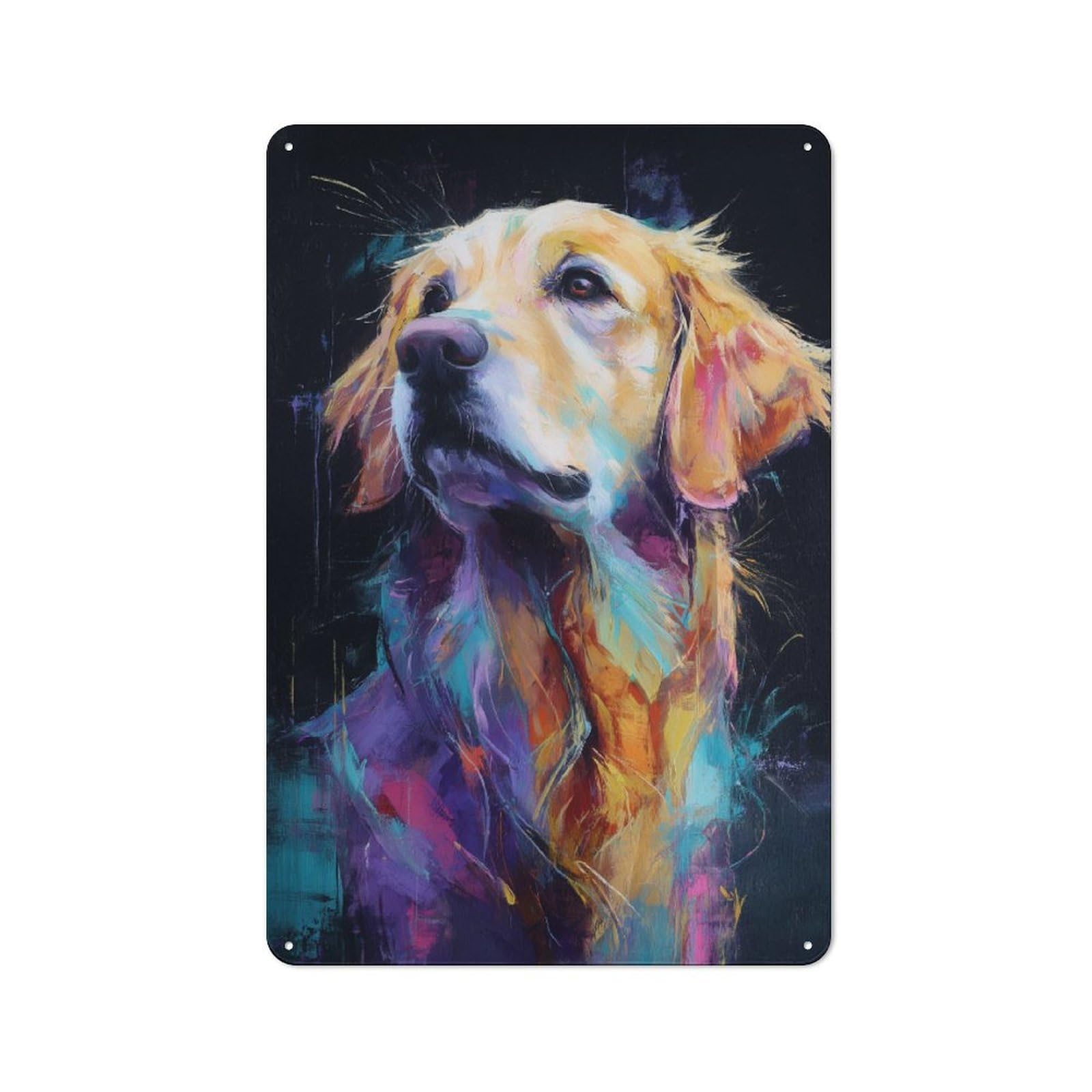 Junmoney Vibrant Canine Art Vintage Tin Sign 30X20cm, Rustic Bistro Wall Plaque For Kitchen, Cafe, Pantry Or Dining Room