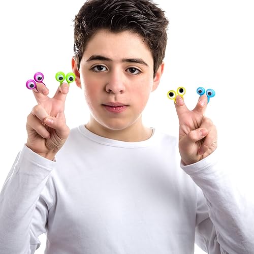 Miniatura 7 de Dedos de bruja de Halloween y anillos de ojo Googly, anillo de globo ocular ondulante, anillos de ojo de ojo, marionetas marcianas, dedos de brujas