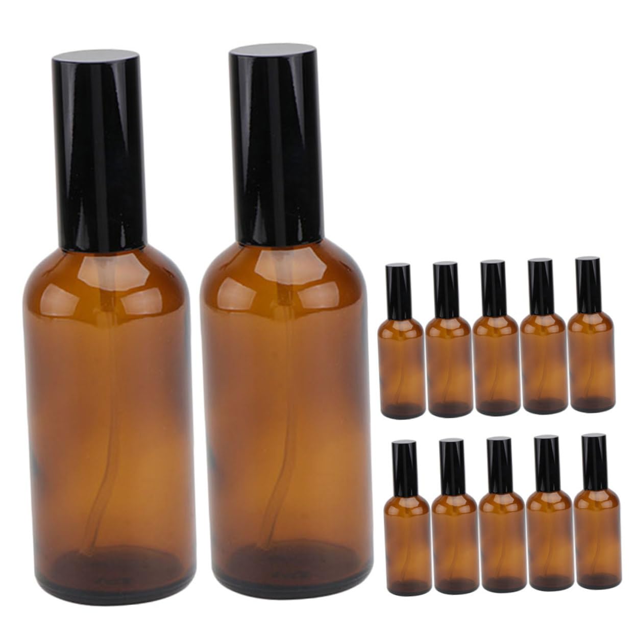 12x 30ml Glas Sprühflaschen für Ätherische Öle, Braun | Wiederbefüllbar, Lichtdicht, Reisetauglich für Geschäftsreisen, Kompakte Feinsprüher