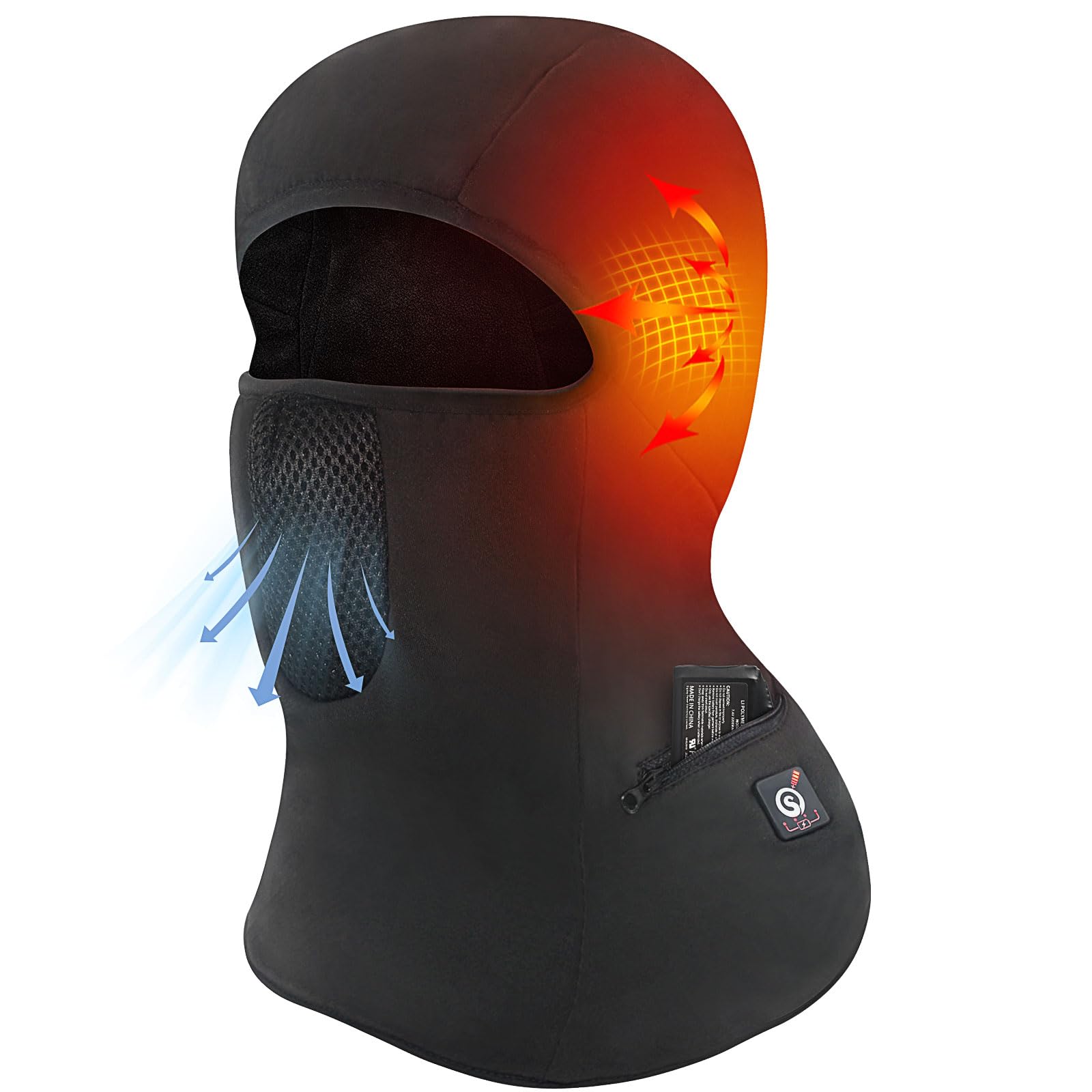 Heated Balaclava for Men Women Electric Heated Ski Mask with Anti-Freeze Battery for Motorcycle Riding