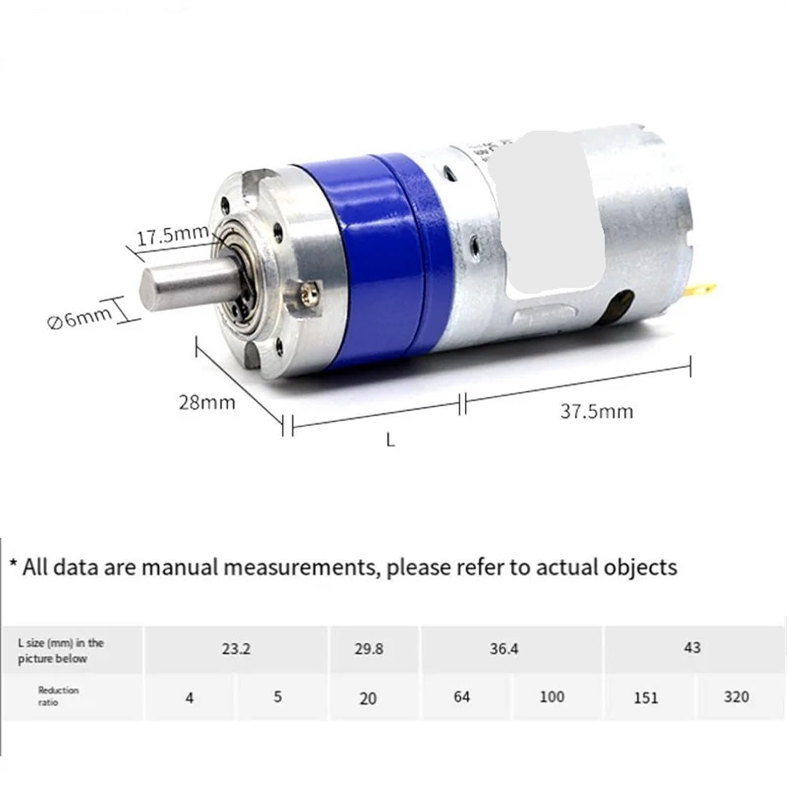 Motor DC con Reductor planetario de Engranajes metálicos PG28-385