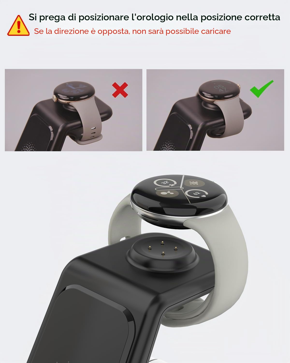 SPGUARD Caricatore Wireless per Google Pixel Watch 3/2, Supporto di Ricarica 3in1 con Google Pixel 8/8a/7/7a/Fold/7, Stazione di Ricarica Wireless per Pixel Buds Pro(Non applicabile a Pixel Watch 1)