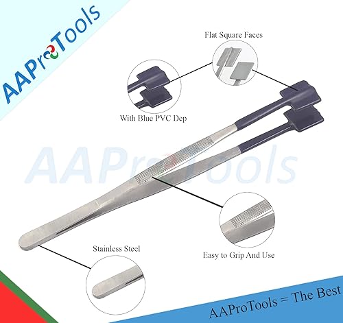 Miniatura 2 de Paquete de 2 pinzas con punta de goma de 8 pulgadas con revestimiento de silicona de PVC, suave, no se daña, punta plana, laboratorio, industrial,