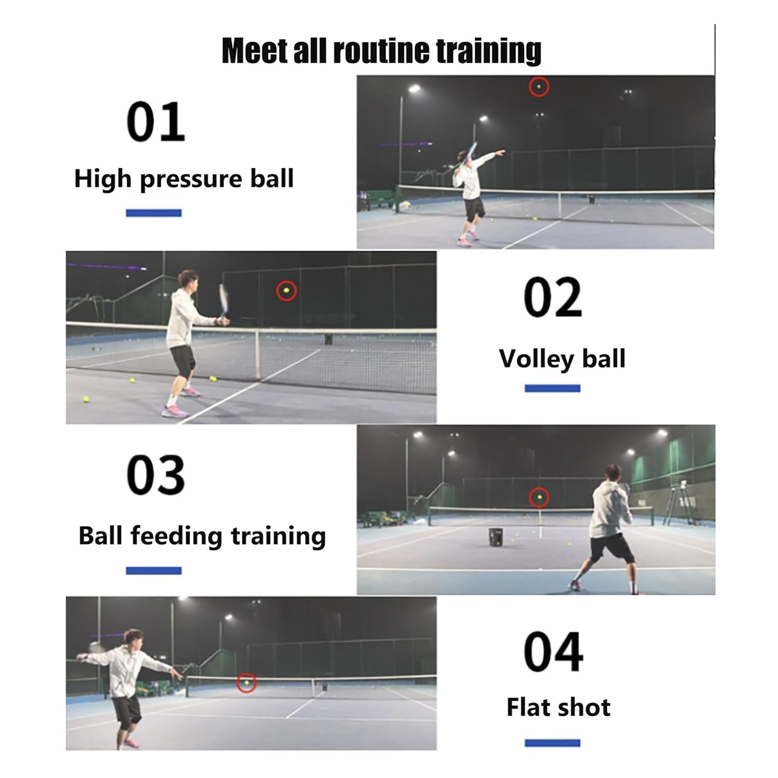 Macchina Palline Tennis, Trasmettitore Tennis Alta velocità, velocità Lancio/Angolo/frequenza Rotazione/modalità Allenamento Regolabile/capacità: 100/Distanza Trasmissione Bluetooth: 50-80 M