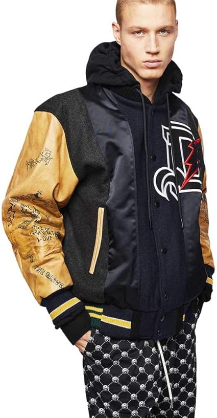 再入荷 ディーゼル フード スタジャン レザー L-ANTON 切り替え DIESEL