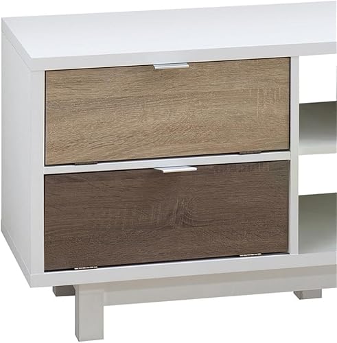 Miniatura 5 de HOMES Inside + Out Eloisa - Moderno soporte de TV con marco de madera con cajón central sobre doble deslizamiento de metal, consola multimedia de 4