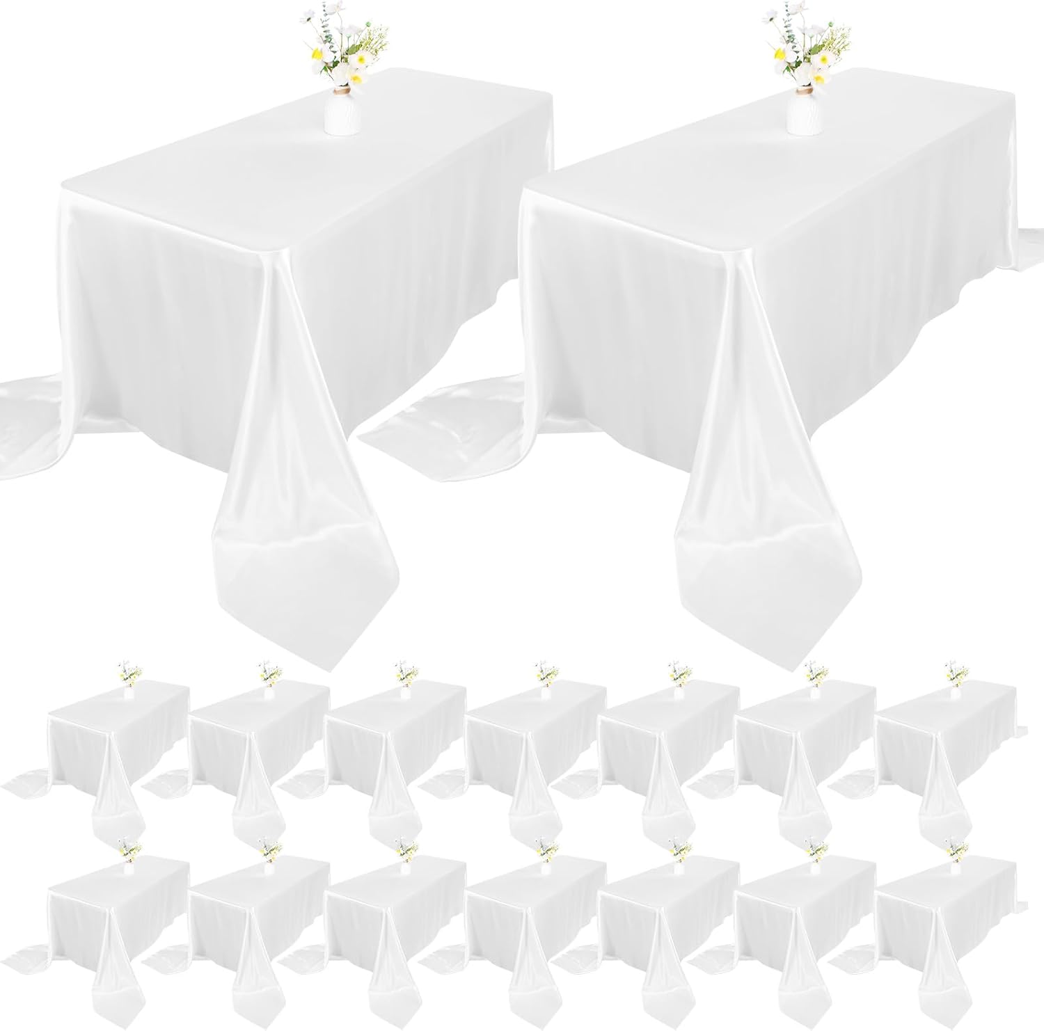 Newwiee 15 Pack 90 x 132 Inch Rectangle Tablecloth 8 Feet