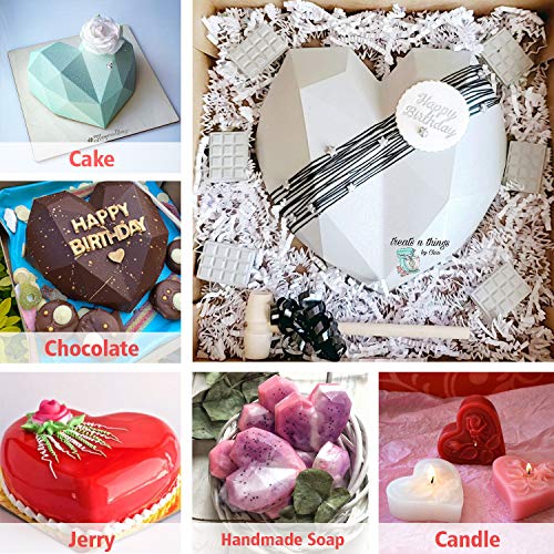 image for Oscenlife Diamond Heart Shaped Mousse Cake Mold Trays, 8.7 inch Silico