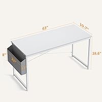 Vista 27 de CubiCubi Escritorio para computadora de 32 pulgadas, mesa de estudio para oficina en casa, escritorio de PC de estilo moderno y simple, marco