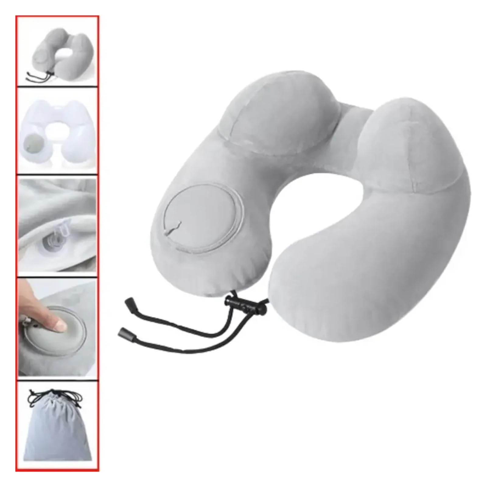 Almohada Viaje Cómoda Almohada Inflable for el Cuello for Viajes en avión, for Dormir(Grey with Bag)