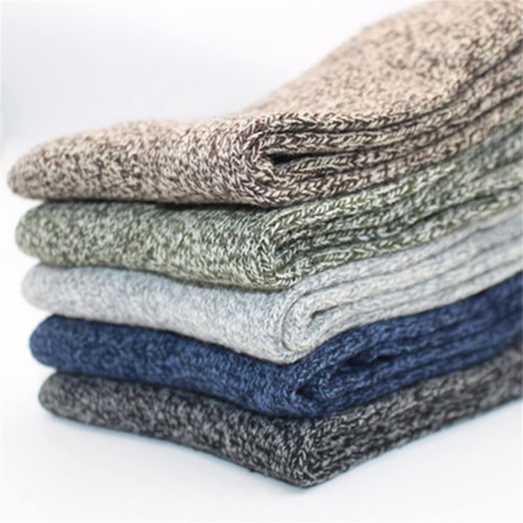 5 Pares de Invierno de los Hombres Calcetines de Lana Caliente de los Hombres Paquete de Color sólido Harajuku Retro Grueso Terry Cashmere Sock (Color: 5 Pares Tamaño: Un tamaño)