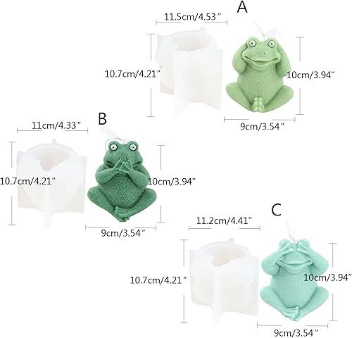 Miniatura 7 de 3 piezas de molde de vela de rana 3D DIY creativo resina de silicona de animales epoxi molde de arcilla de jabón para manualidades molde de pasta de
