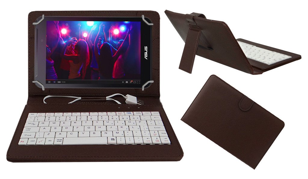 ACM USB Keyboard Case Compatible with Asus Fonepad 7 Fe170 Tablet Cover Stand Study Gaming Direct Plug & Play - Brown