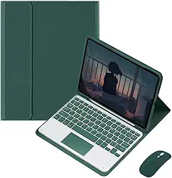 Capa Com Teclado Bluetooth e Mouse Para iPad 9ª 8ª 7ª Geração