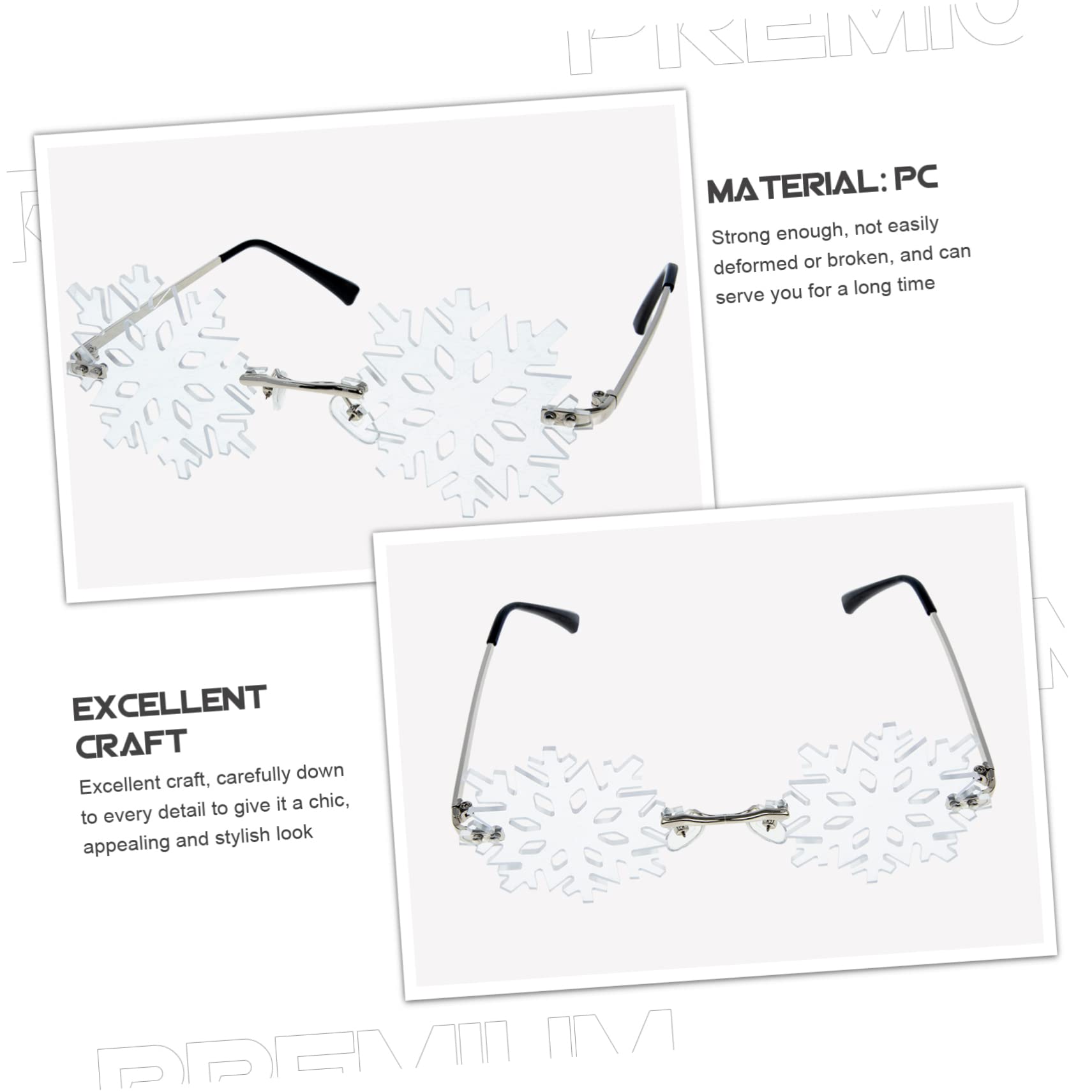 SOIMISS Schneeflocken-Sonnenbrille kleine Sonnenbrille Herren- für Herren faschingsbrille karnevalsbrille weihnachtsdeko lustige Partyglas Metall Weiß