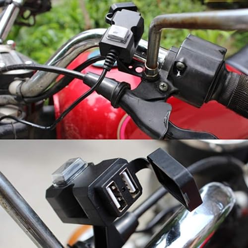 Miniatura 7 de Soportes de coche y 12 V puerto USB dual motocicleta manillar impermeable 5 V 1A 2.1 A adaptador teléfono toma de corriente 12 24 V (12-24 V)