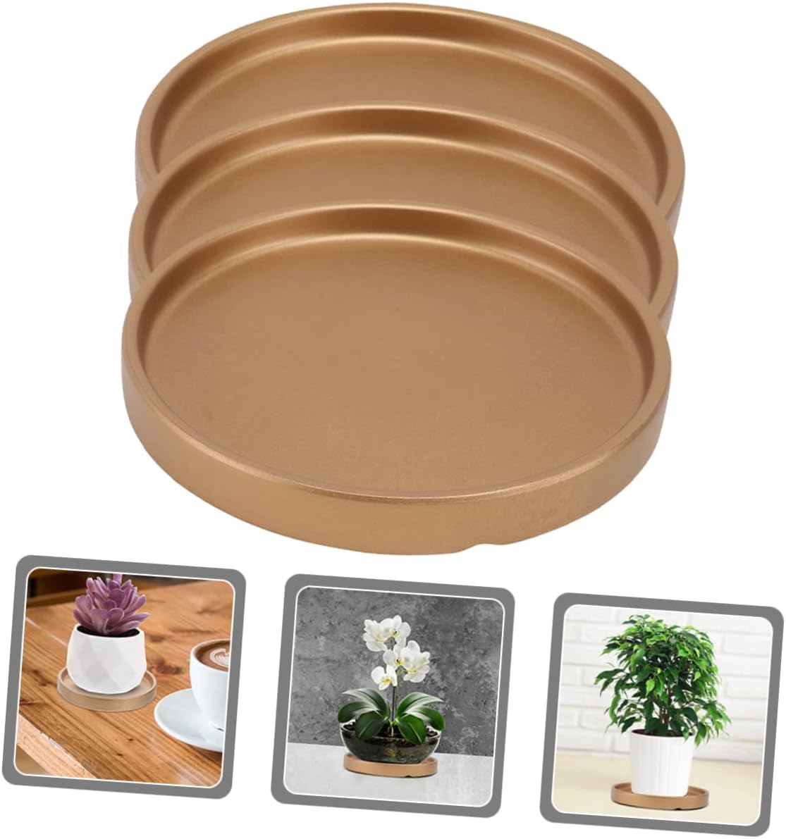 BESPORTBLE 3pcs Ceramic Flowerpot Trays Round Drip Saucers for Plants Base for Bonsai and Water Drainage