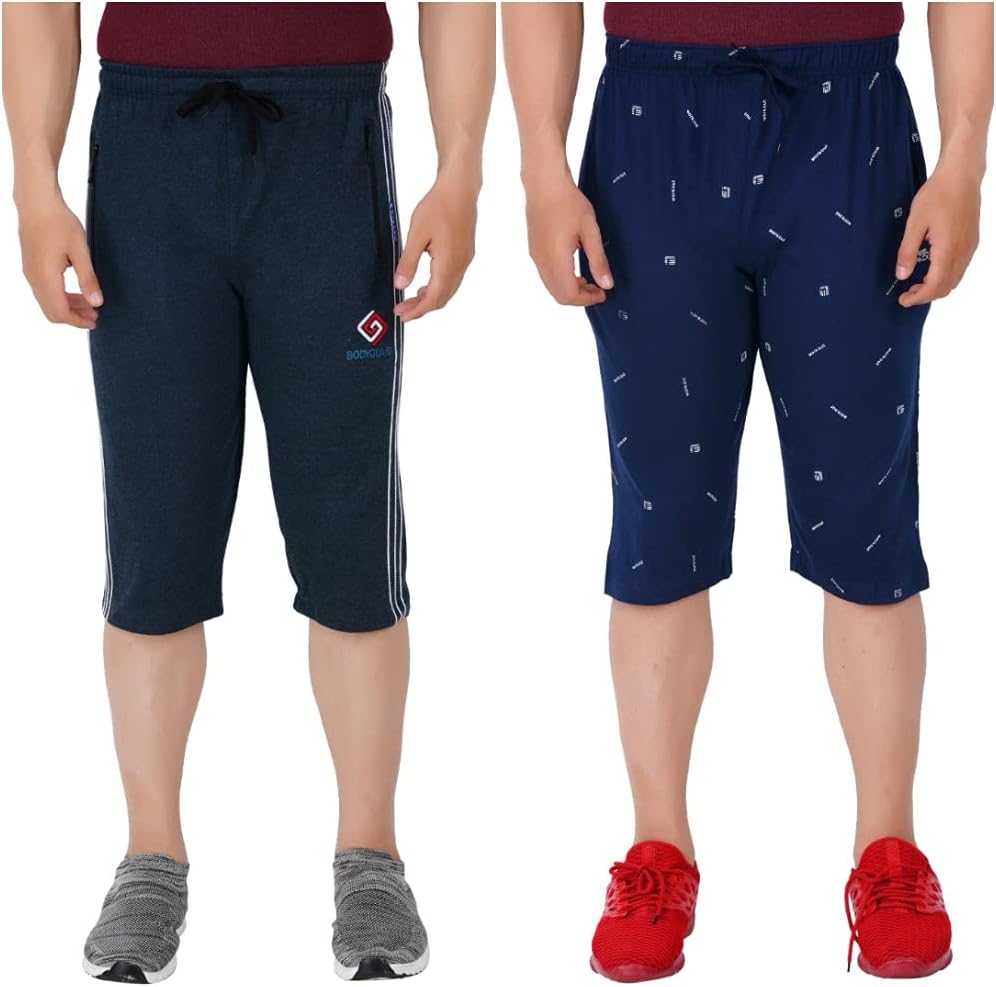 FEEL TRACK Men's Regular Fit Three Fourth Capri (Pack of 2)