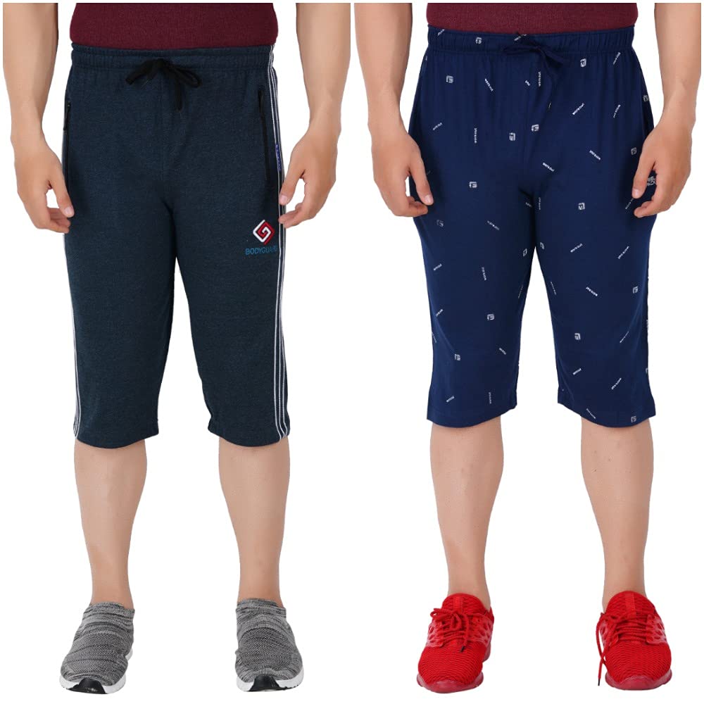 FEEL TRACK Men's Regular Fit Three Fourth Capri (Pack of 2)