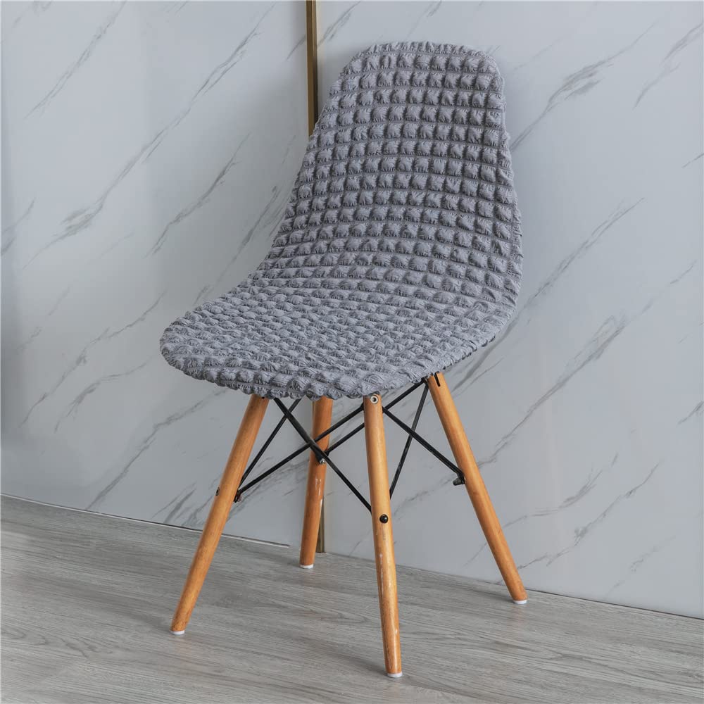 Highdi Light Grey Scandinavian Dining Chair Covers Seersucker Stretch Universal Nordic Style Shell Chair Slipcovers Armless Side Chairs Covers For Kitchen Bedroom Restaurant (,6 Pcs)
