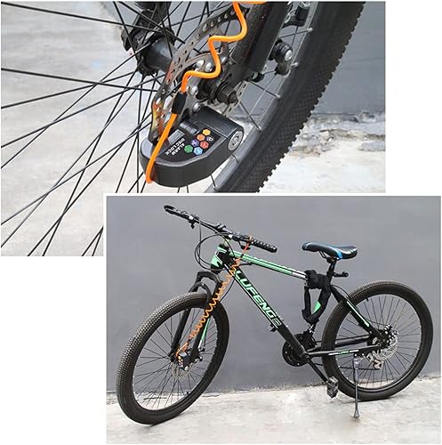 Miniatura 7 de Juego de bloqueo de disco de alarma, bloqueo de freno, antirrobo, impermeable, 110 dB 0.276 in, cable de recordatorio de 5 pies para motocicletas,
