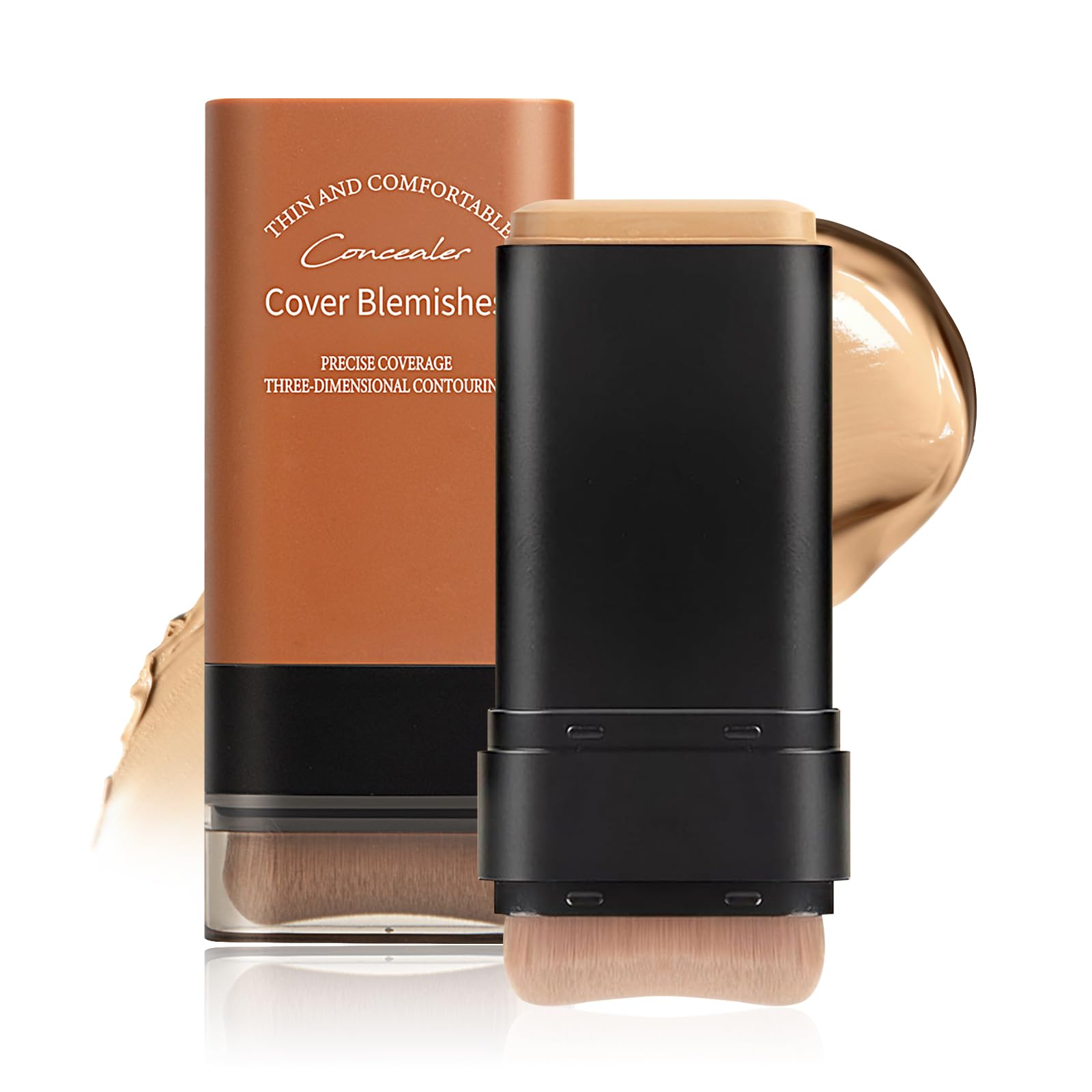 Full Coverage Foundation Stick with Contour Brush for Beginners 04-Dark Wheat