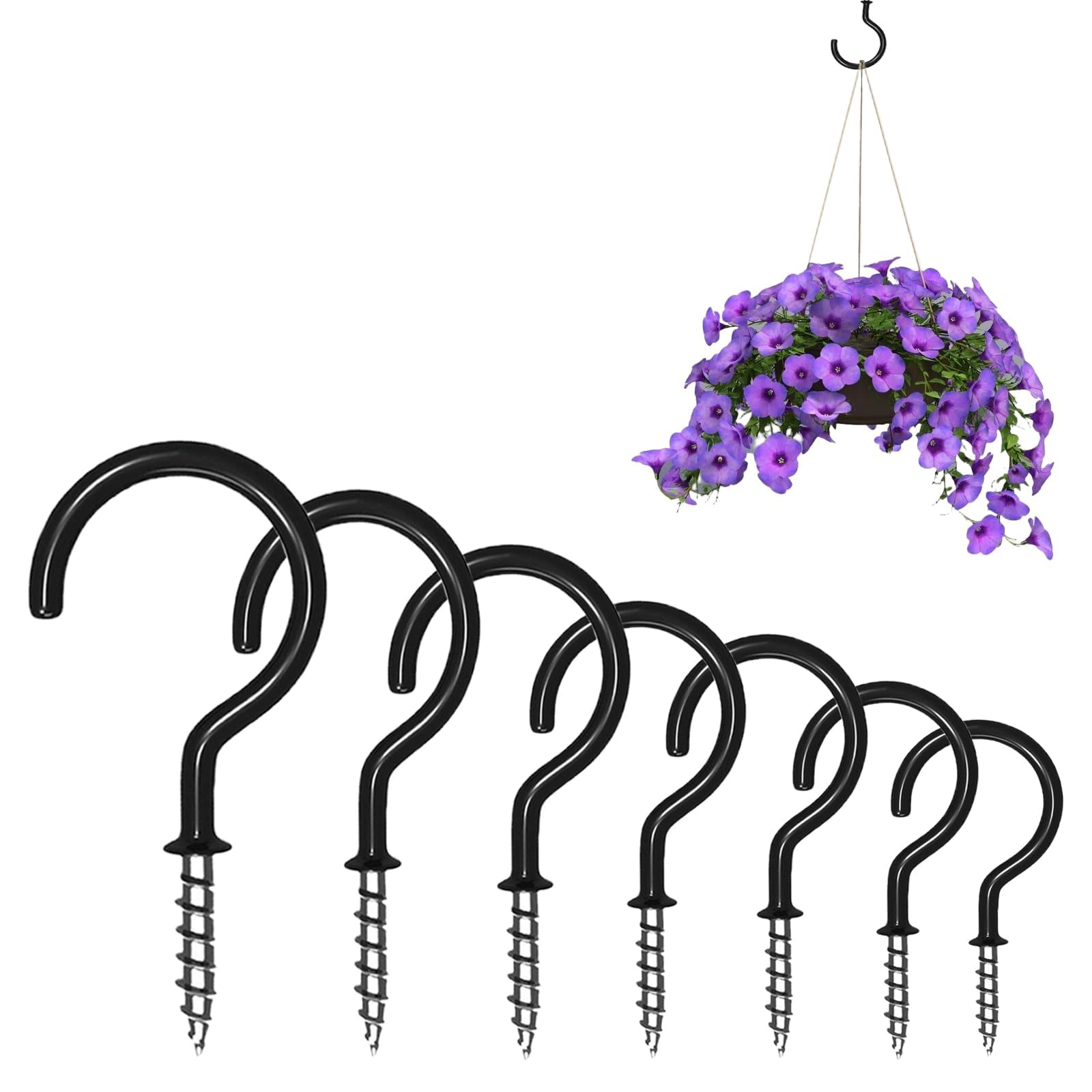 FUVBNQGT 140 PCS Metal Ceiling Hooks Vinyl Coated Screw-in Wall Hooks for Hanging Plants, Cups, Utensils, Lights and Stuff Great for Indoor & Outdoor Use