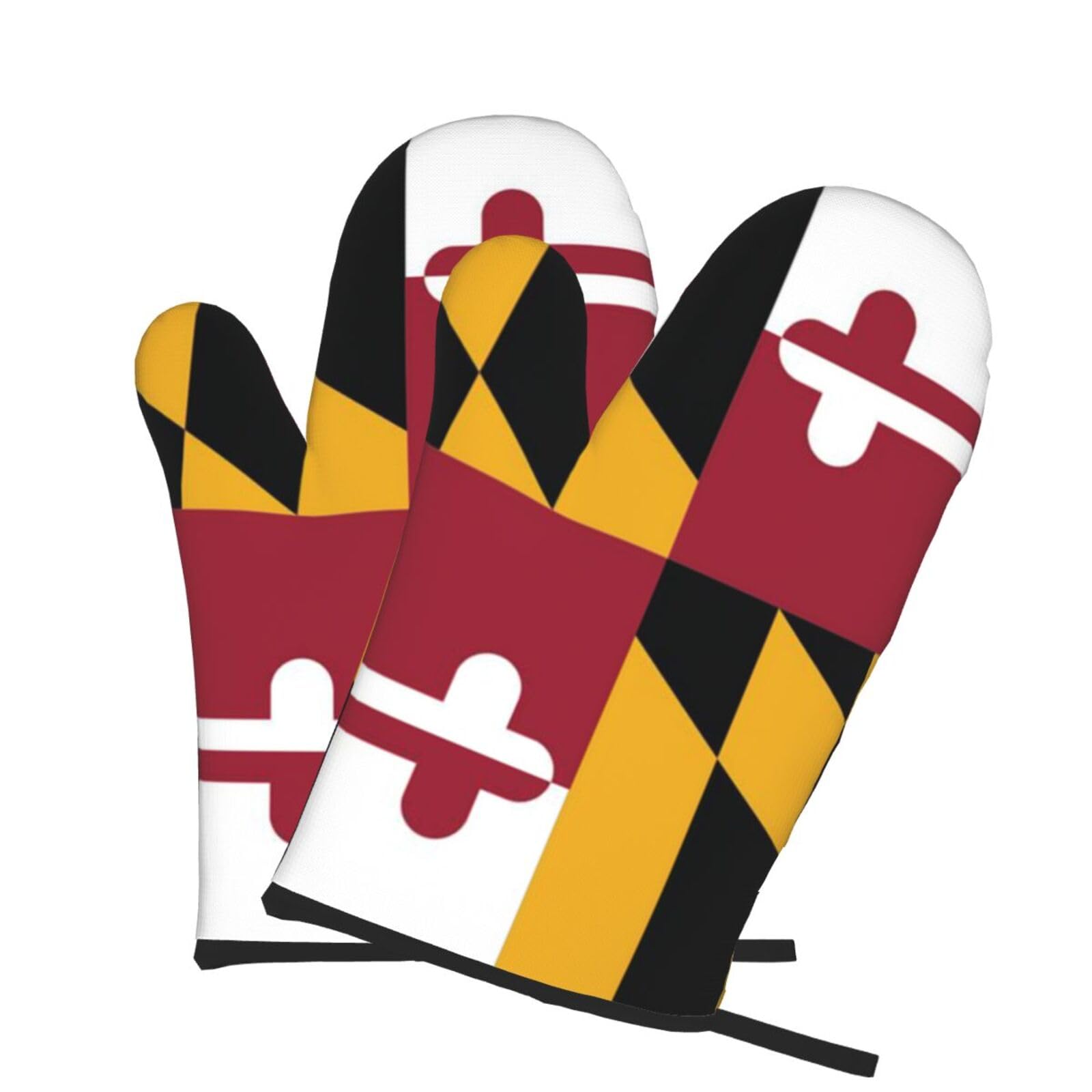 Oven Mitts Set of 2 Pcs, Flag of Maryland Prints Heat Resistant Kitchen Gloves for Cooking Baking Grilling