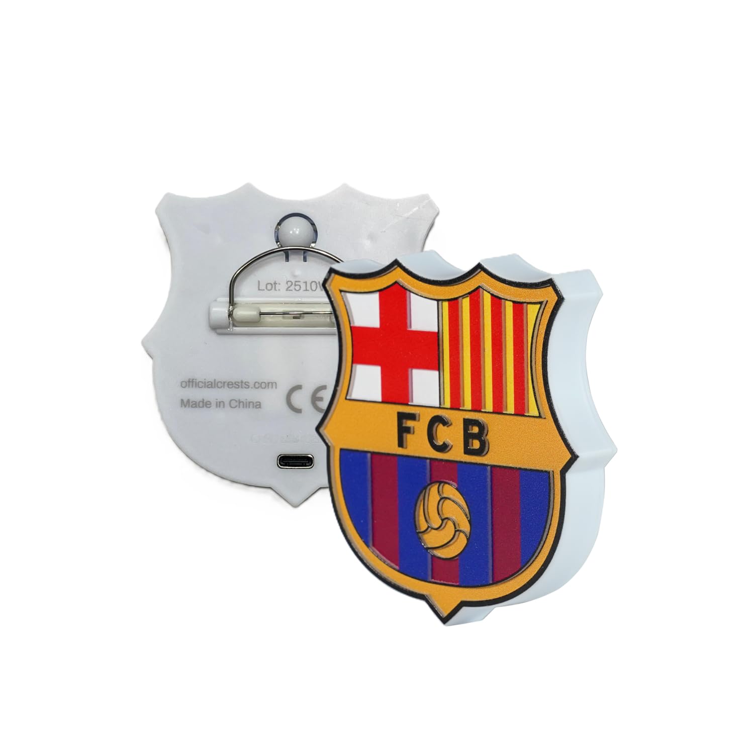 Escudo Portátil Luz LED Real Madrid Barça Valencia F.C. Benfica Batería Recargable 3 Modos de Luz
