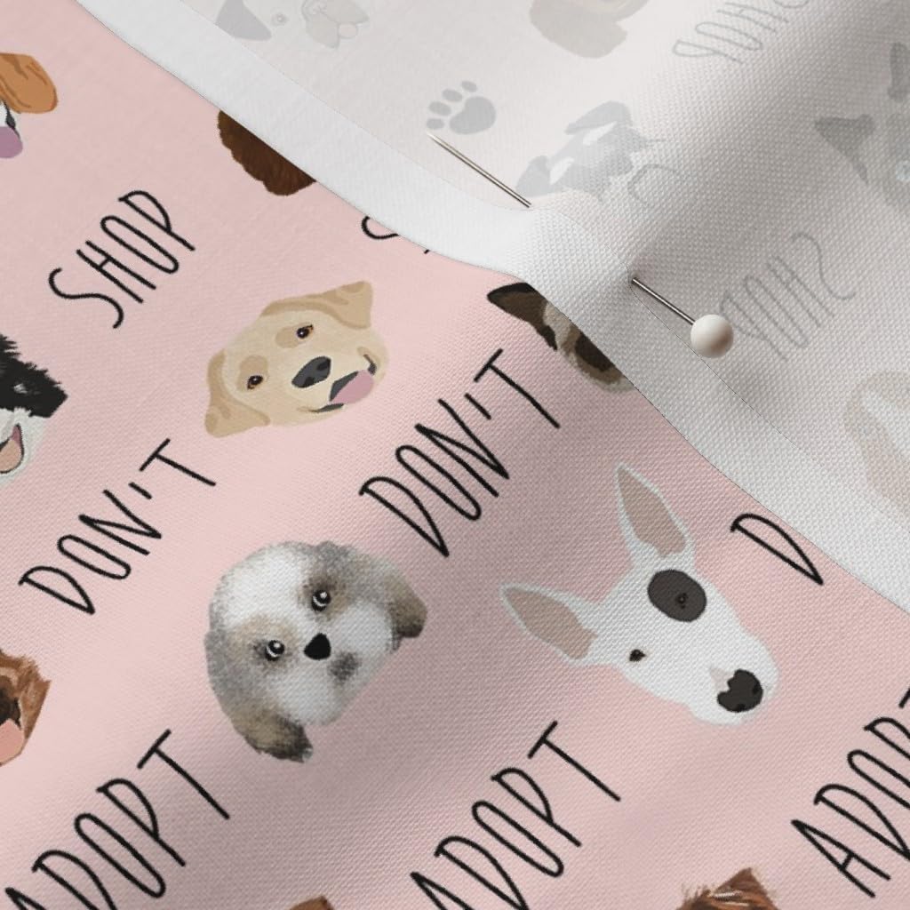 Spoonflower Fabric - Adopt Dogs Cats Pink Rescue Cat Printed on Petal Signature Cotton Fabric Fat Quarter - Sewing Quilting Apparel Crafts Decor