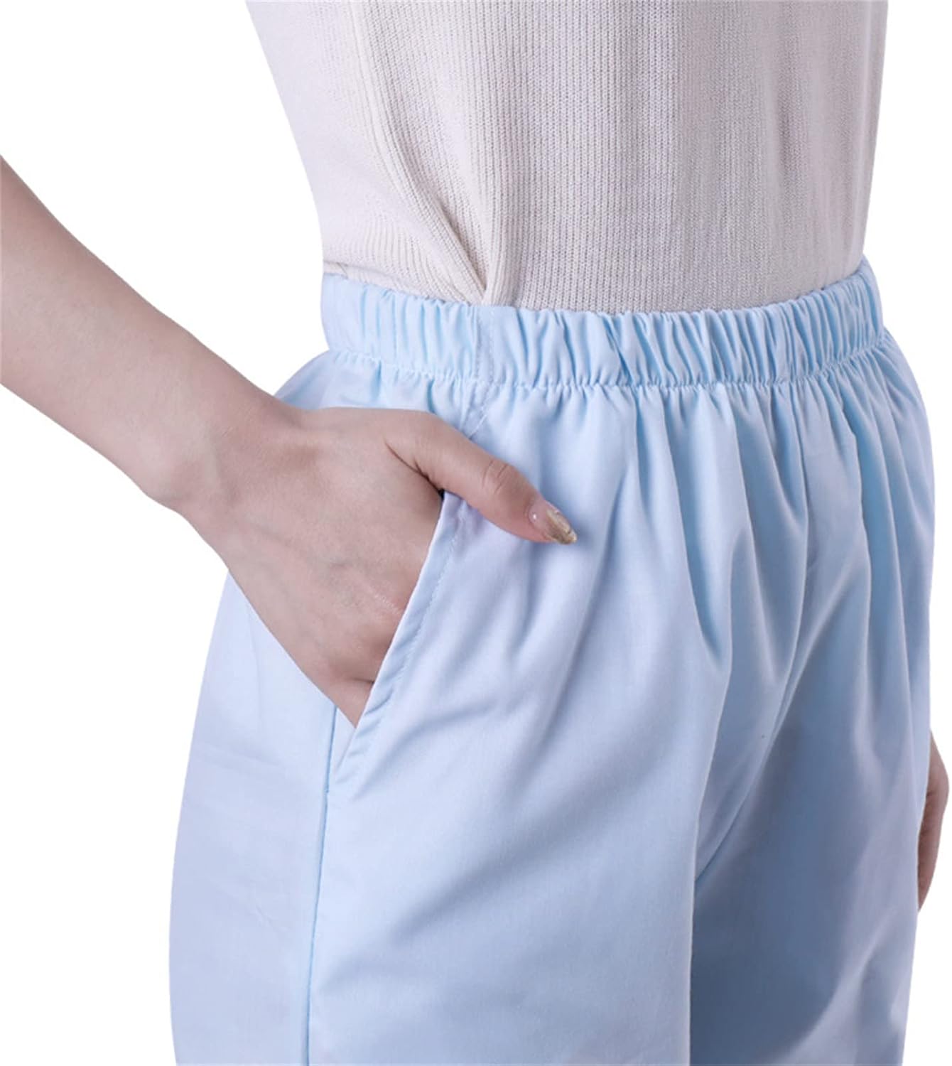 Women Baggy Classic Trousers Plus Sizes Workwear Stretch Scrubs Pant Mid Rise Straight Leg Pull-On Cargo