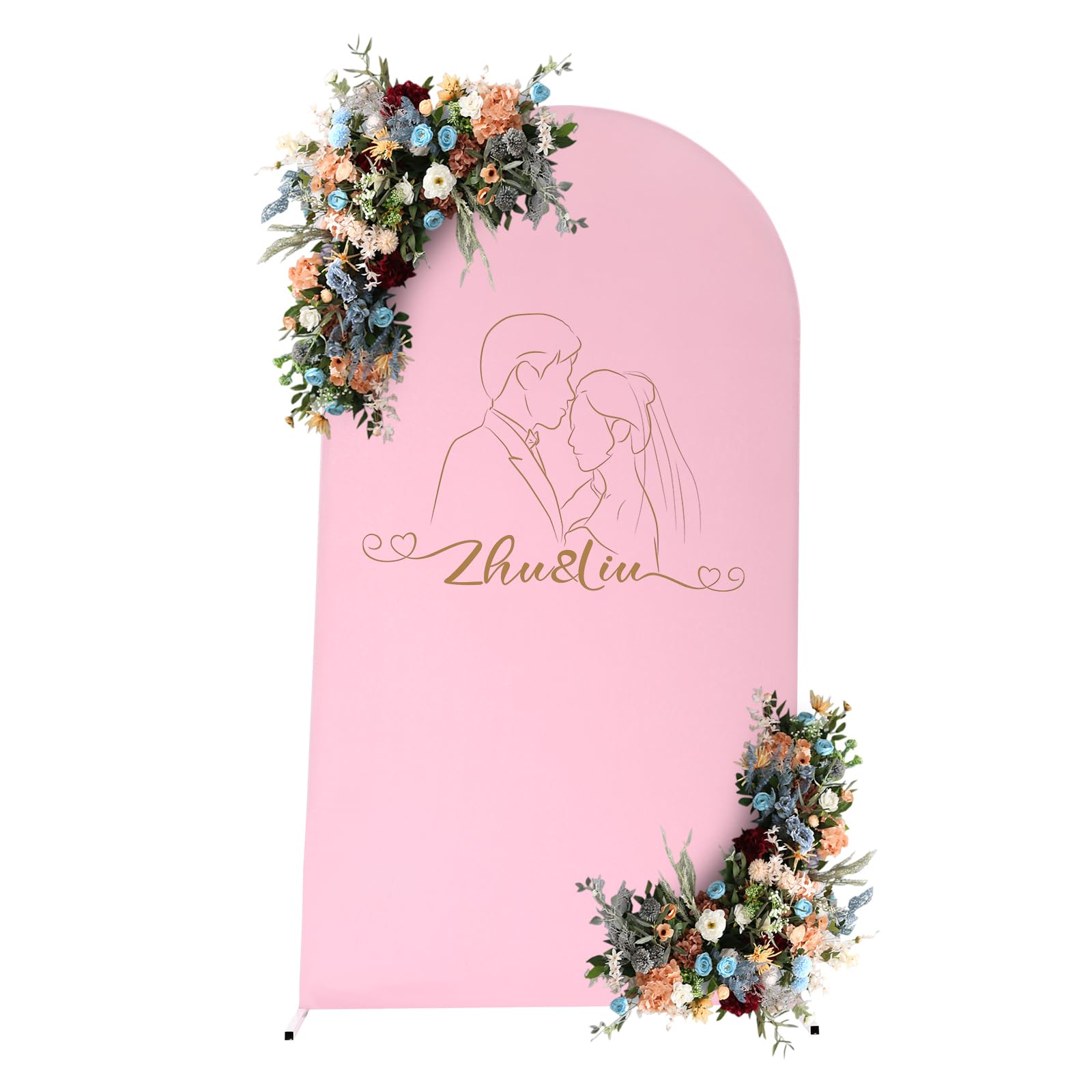 Wedding Arch Cover,7.22FT Balloon Arch Frame Kit, Wedding Columns Bracket Frame Display Background for Birthday, Party, Banquet Decoration (Pink, 7.22FT,White Stand)