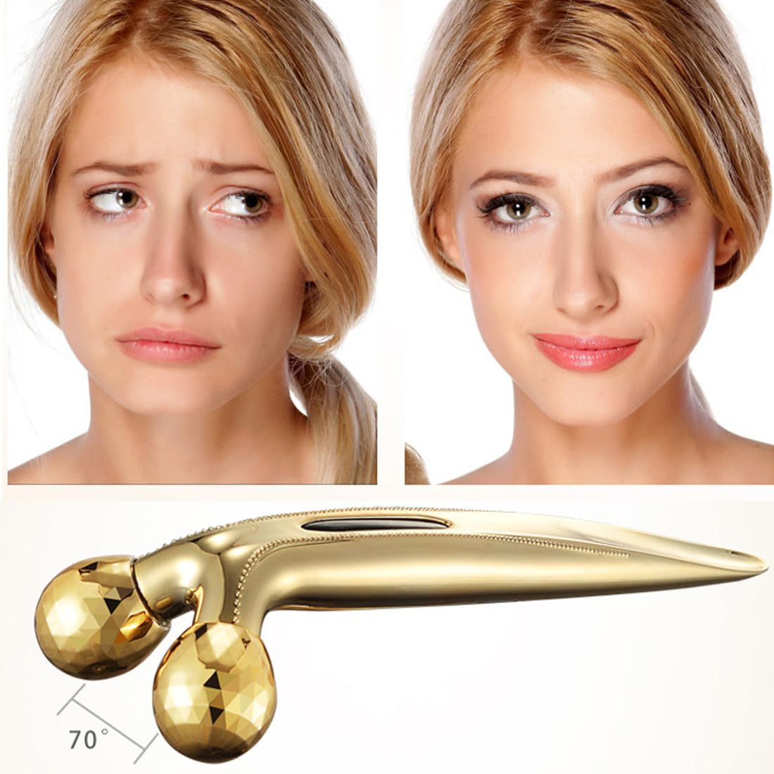 Rullo di massaggio rotante a 360°, massaggiatore viso 3D, viso lifting rassodante della pelle, massaggio rulli, per sollevamento del viso, modellazione, rassodamento, antirughe