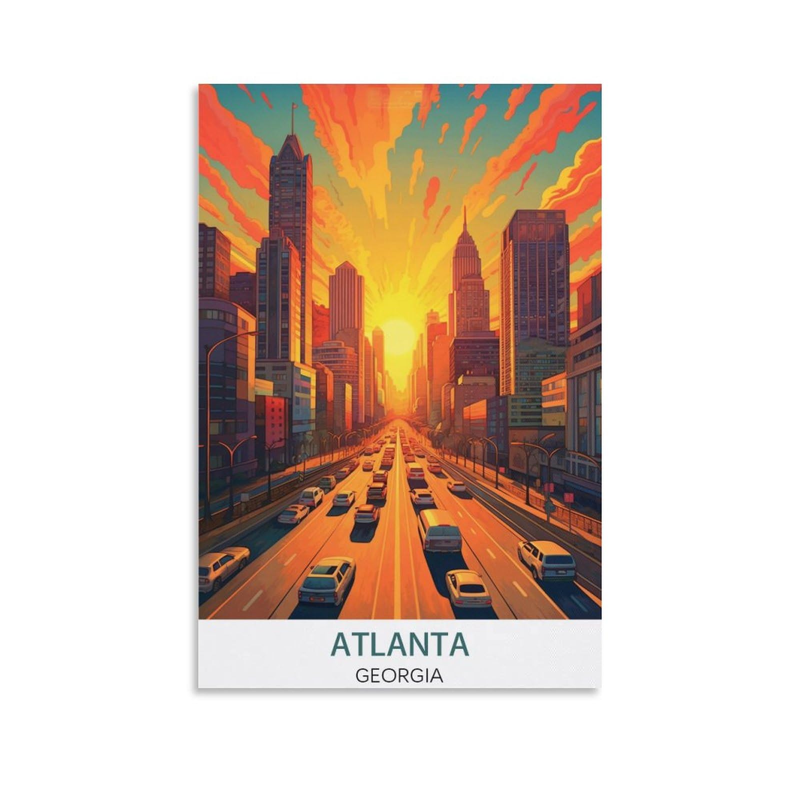 KmoNo Atlanta Georgia Vintage Travel Poster 08x12inch(20x30cm) Poster Decor Painting Canvas Wall Art Living Room Poster Bedroom