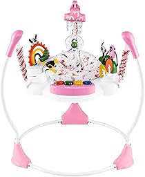 COSTWAY Baby Activity Center, Baby Jumpers & Bouncers with 360° Rotary Seat, Music, Lights, 3 Adjustable Heights, Interactive Toys, for Ages 6 Months + (Pink)