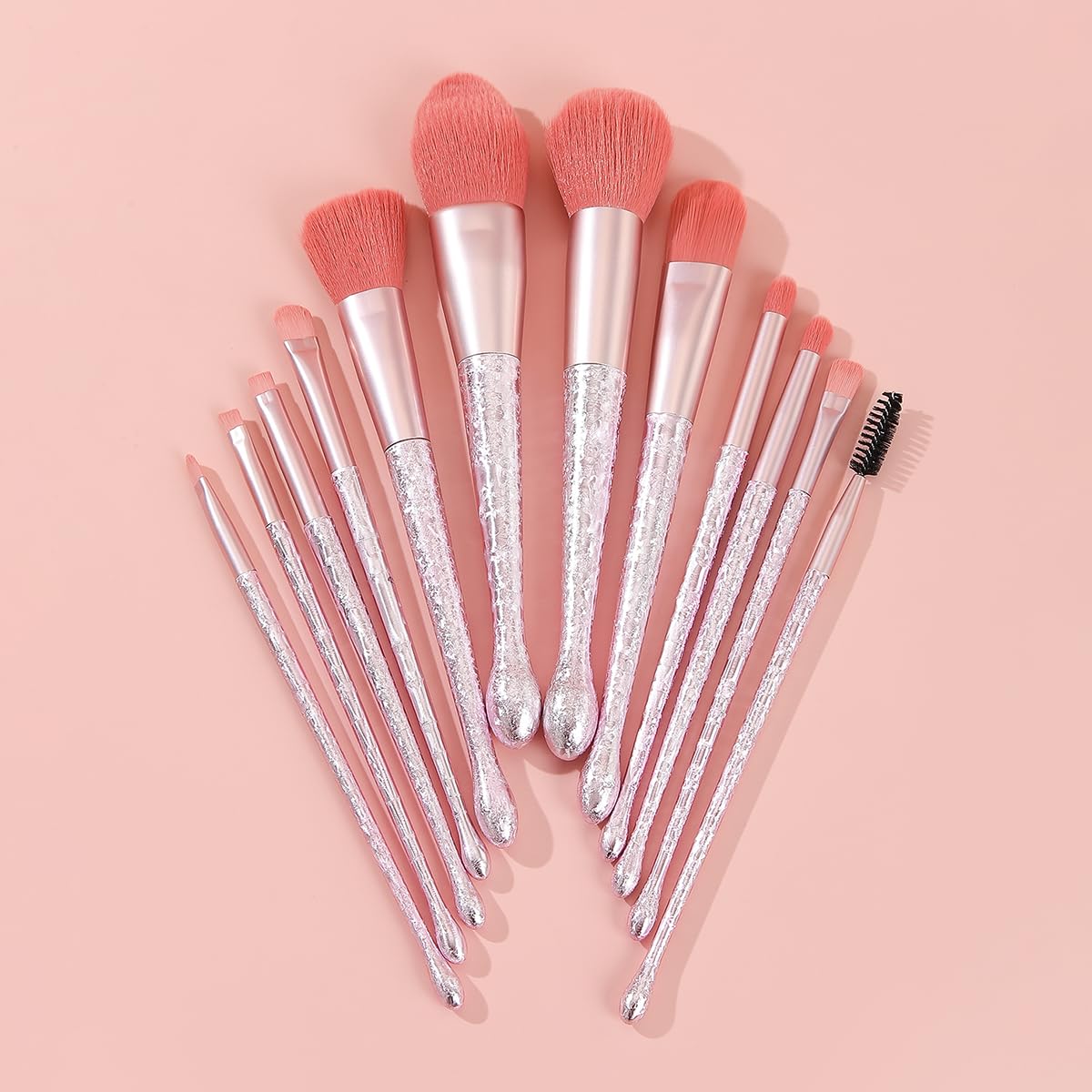 BRUSH ARTIST - Juego de 12 brochas de maquillaje sintéticas rosas de alta calidad con bolsa de maquillaje, brocha para polvo facial, brocha de contorno, brocha para rubor, brocha para sombra de ojos,